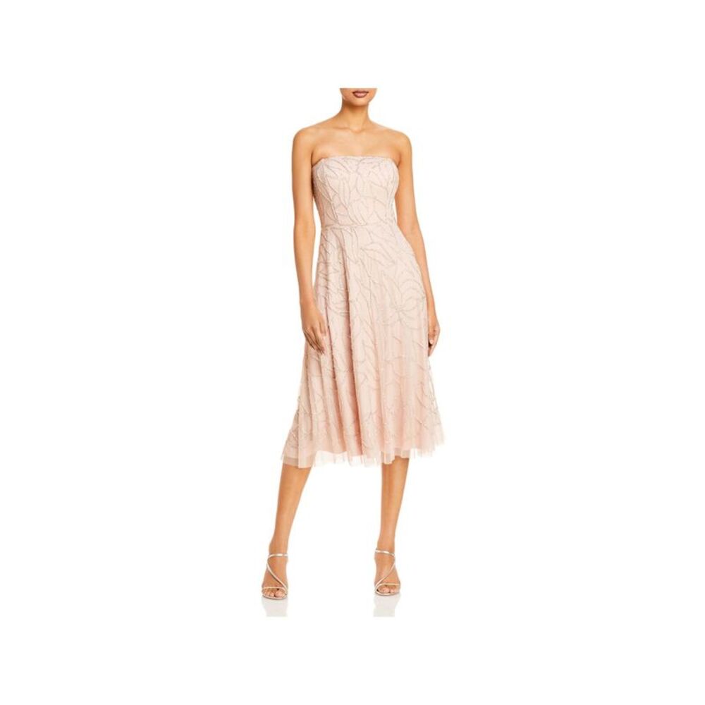 AIDAN AIDAN MATTOX Womens Pink Lined Sleeveless Fit + Flare Dress 2